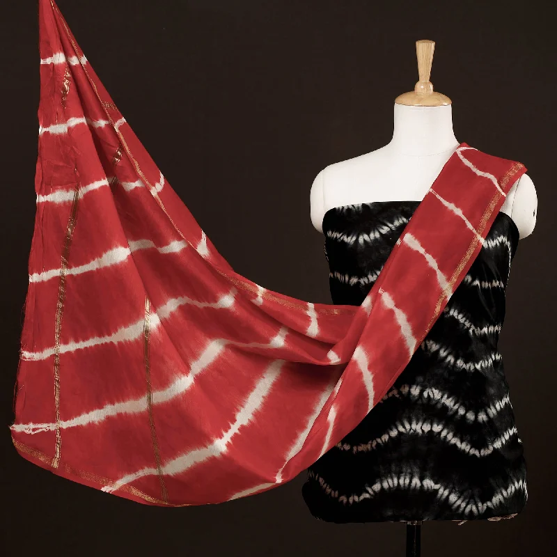 The Best Prices Black - 3pc White Miura Shibori Tie-Dye Chanderi Silk Suit Material Set