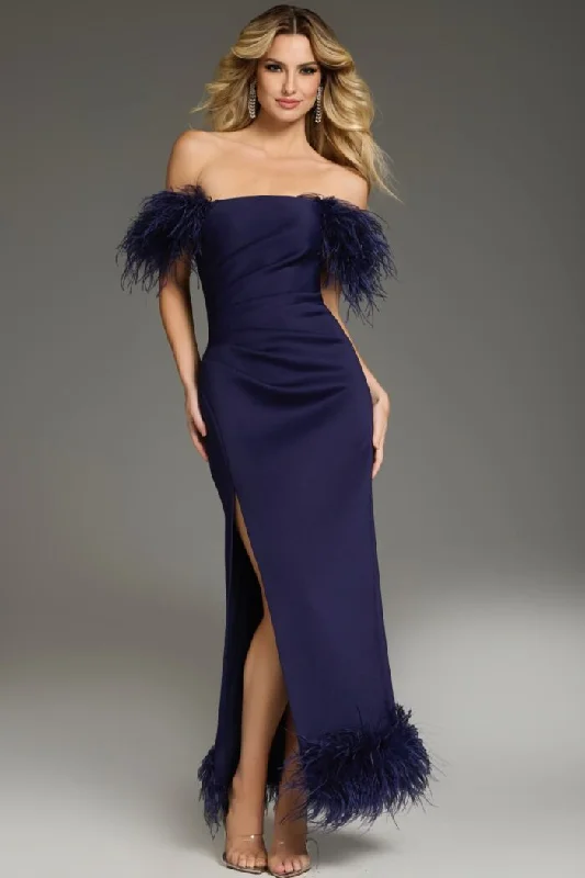 The Best Prices Jovani 36375 Long High Slit Feather Formal Evening Dress