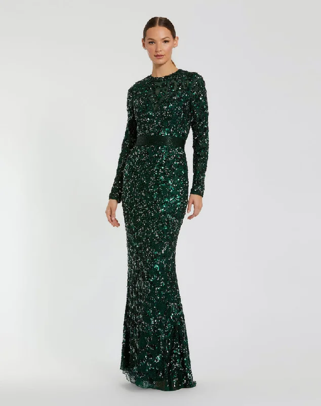 Discount Days Mac Duggal 5453 Long Sleeve Beaded Formal Evening Dress
