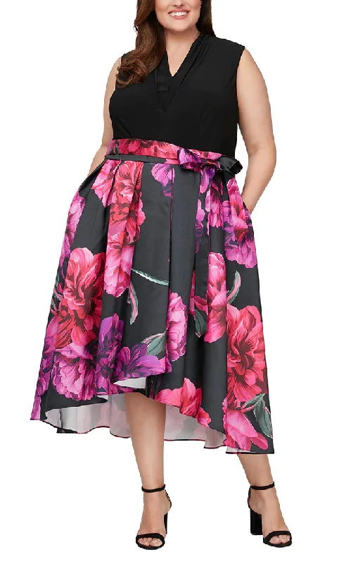 Seasonal Sale SL Fashions 9459262 Plus Size Floral High Low Party Dress
