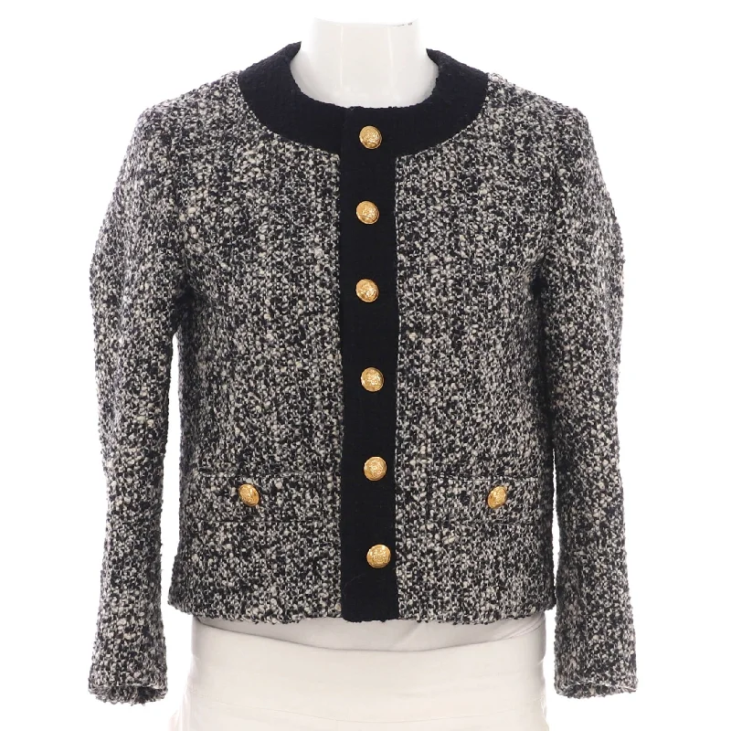 Members Only Women's Button Up Collarless Evening Jacket Tweed