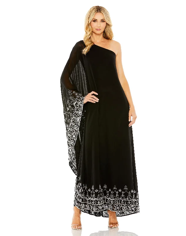 Price Cut Mac Duggal 9251 Long Formal Cape Sleeve Evening Gown