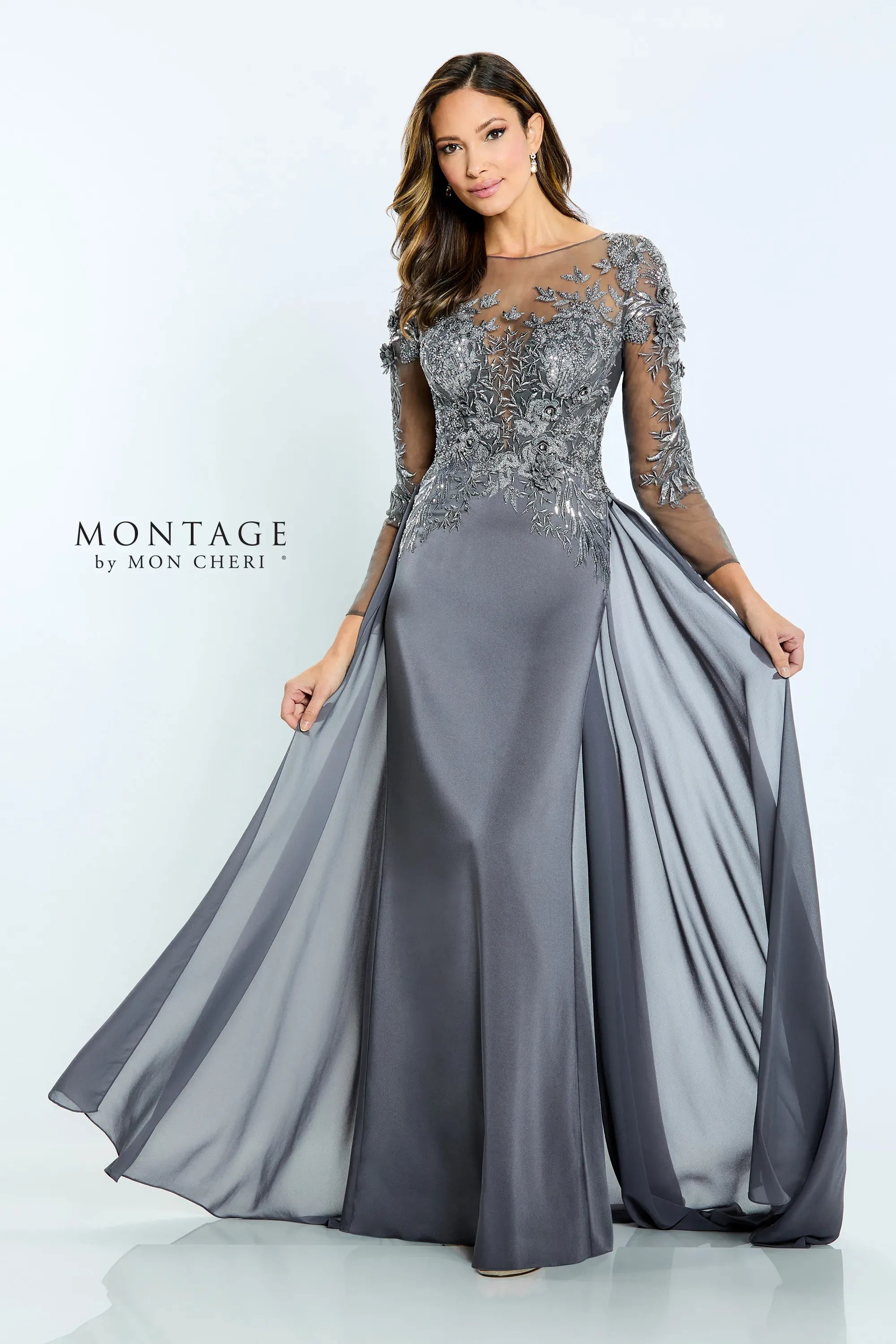 Massive Deals Montage M509 Long Sleeve Formal Beaded Evening Dress