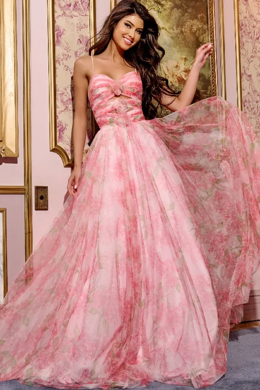 Discount Days Jovani 40402 Long Floral Print Ball Gown Prom Dress