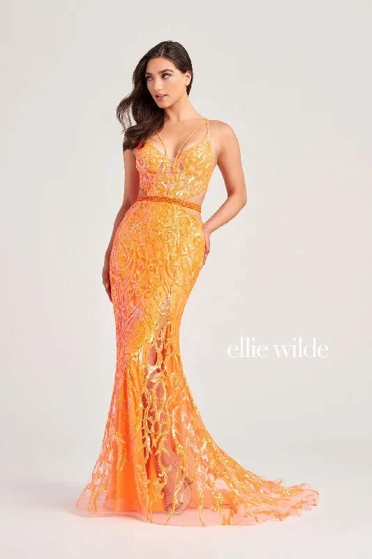 Exclusive Offers Ellie Wilde EW35007 Long Beaded Formal Fitted Prom Dress