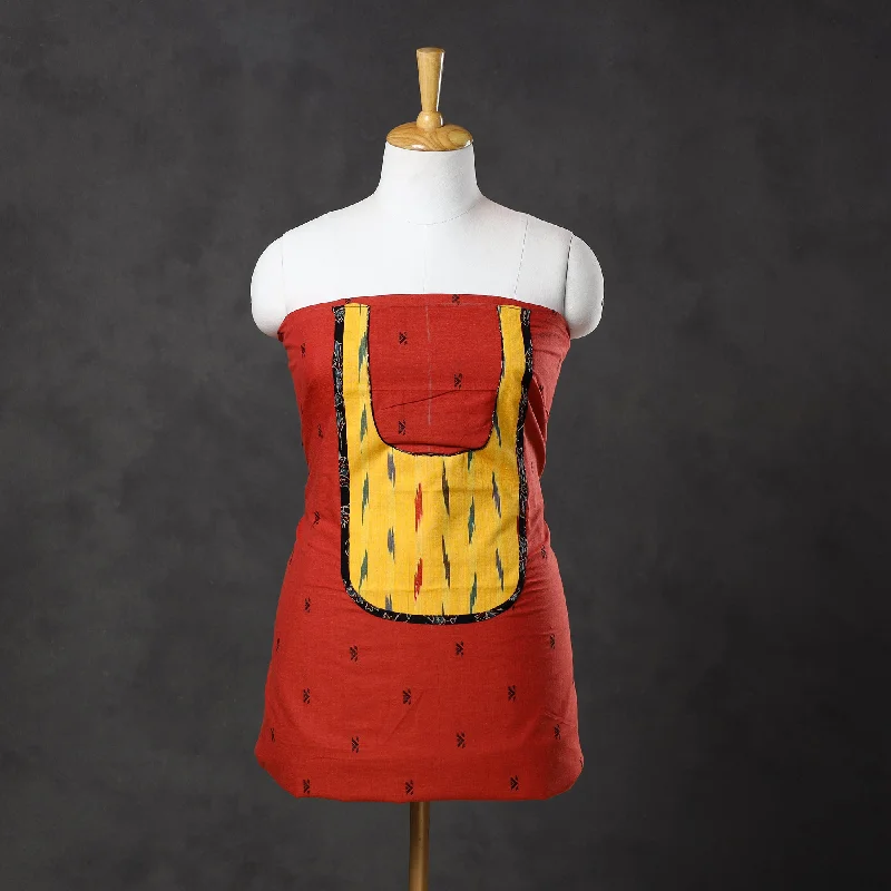 Deal Alert Red - Patchwork Cotton Jacquard Kurta Material (3m) 14