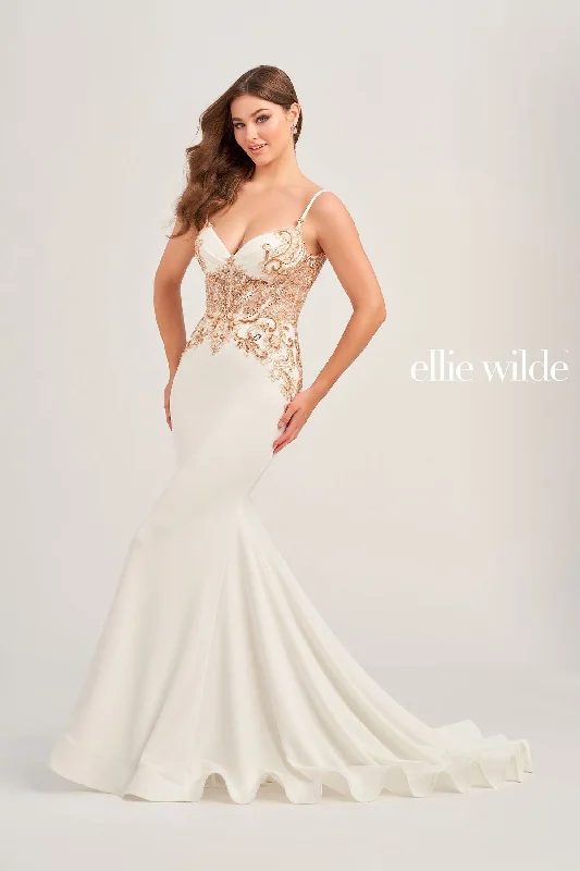 Crazy Savings Ellie Wilde EW35078 Long Formal Mermaid Fit Prom Dress