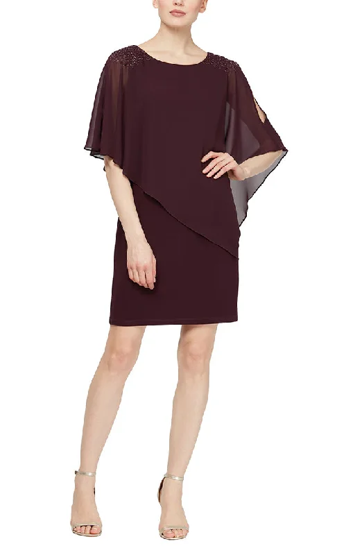 Year-End Sale SL Fashions 9270368 Petite Overlay Short Dress