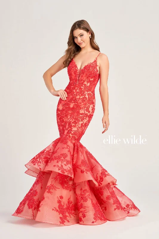 Exclusive Online Offer Ellie Wilde EW35038 Long Mermaid Beaded Formal Prom Dress