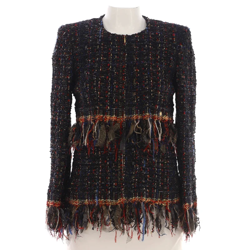 Crazy Deals Women's Paris-Cosmopolite Fringe Trim Jacket Tweed