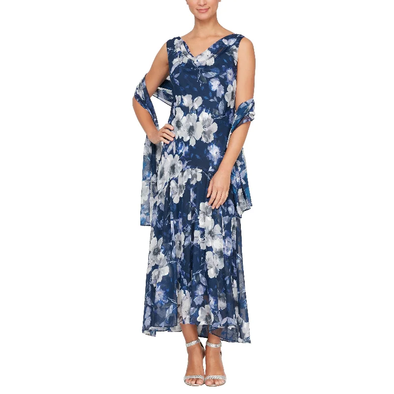 Mega Sale Alex Evenings 8175903 Printed Tea Length Dress