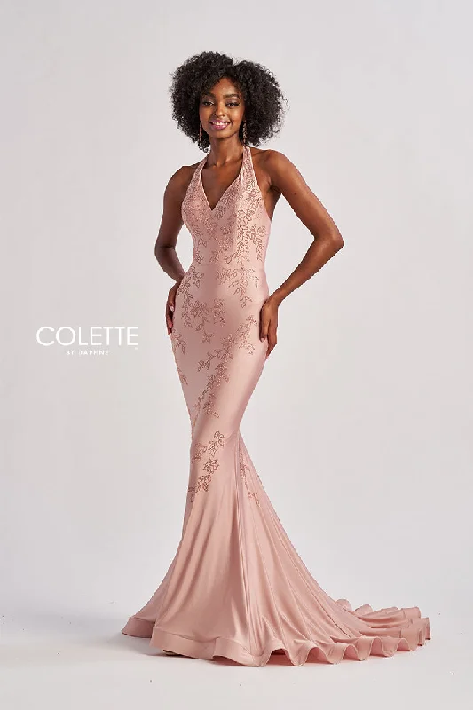 Best Seller Colette by Daphne CL8580 Long Metallic Formal Fitted Prom Dress