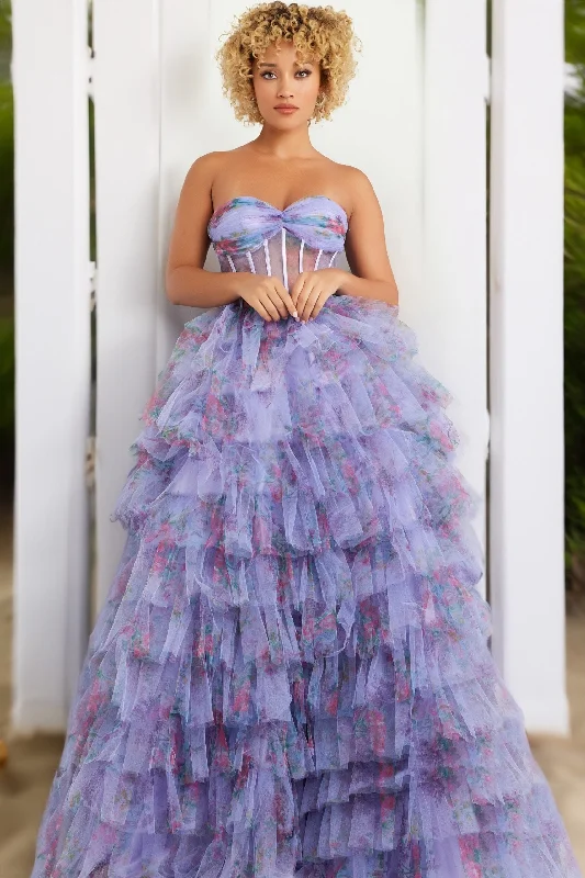 Fantastic Offers Jovani 39149 Formal Long Ball Gown Printed Layered Prom Dress