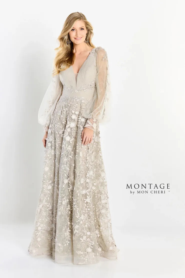 Clearance Items Montage M2201 A Line Gown Long Allover Lace Formal Dress