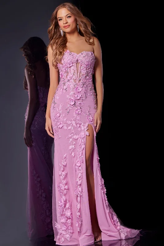 Inventory Reduction Jovani D5107 Fitted Long Floral Formal Prom Dress