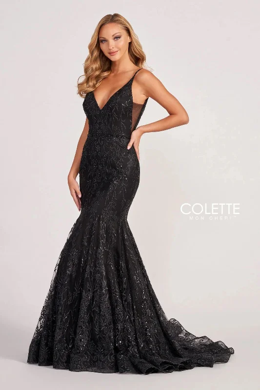 Shop and Save Colette CL2021 Fitted Prom Long Glitter Formal Mermaid Dress