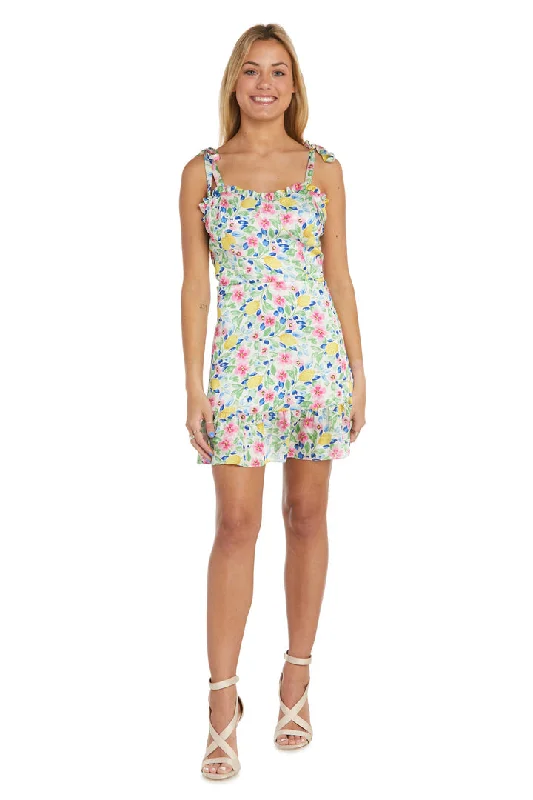 Today's Special Morgan & Co 1361 Short Lemon Floral Print Cocktail Dress
