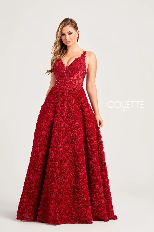 Clearance Items Colette CL5251 Applique Long Formal Prom Rosette Ball Gown