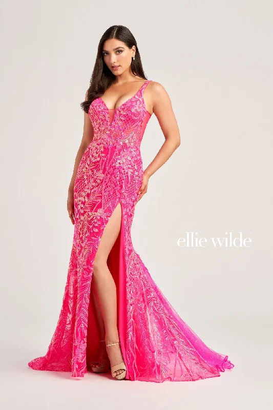 Stock Up and Save Ellie Wilde EW35201 Long Formal Sequin Pocket Prom Dress