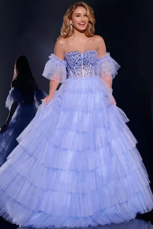Super Deal Jovani 42249 Long Ball Gown Beaded Corset Prom Dress