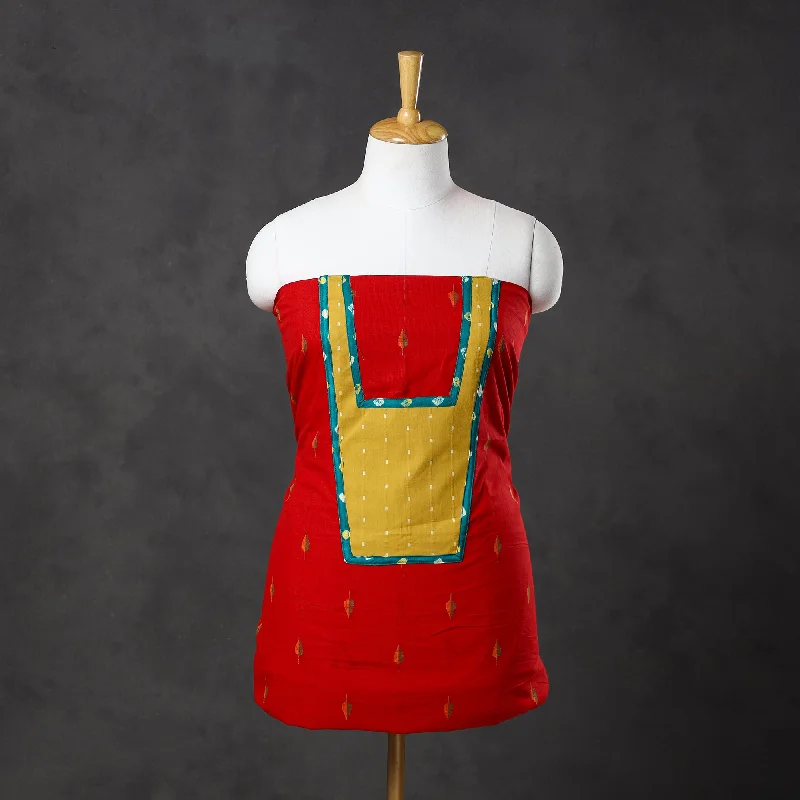 Mega Deal Red - Patchwork Cotton Jacquard Kurta Material (3.1m) 08