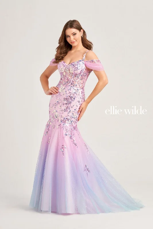 Price Rollback Ellie Wilde EW35056 Long Beaded Mermaid Prom Dress