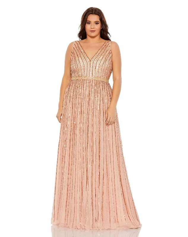 Flash Sale Mac Duggal 5755 Sequined Long Formal Plus Size Dress
