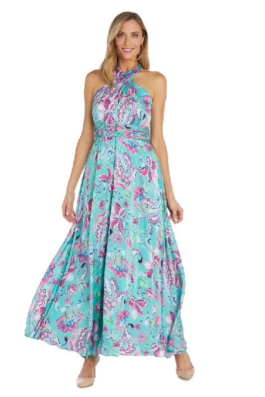 Incredible Offers R&M Richards 1260 Long Formal Printed Dress