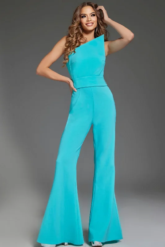 Online Specials Jovani 43567 Long One Shoulder Formal Jumpsuit