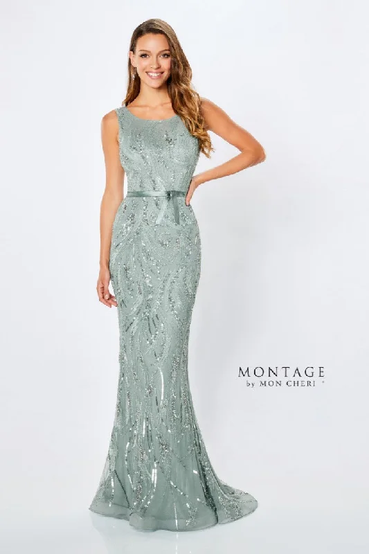 Lowest Prices Montage 221965 Beaded Evening Gown Ribbon Detail Formal Dress