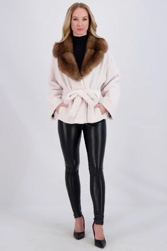 Super Bargain SHEARED MINK JACKET W/ SABLE & BELT
