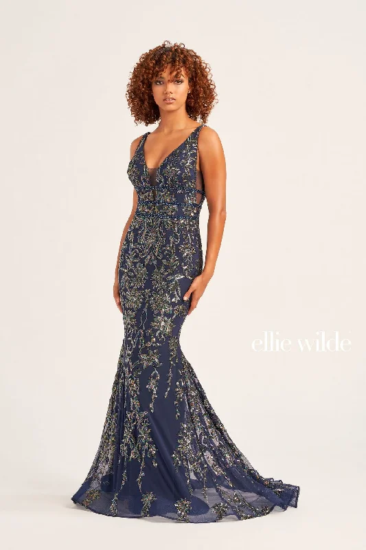 Bonus Savings Ellie Wilde EW34041 Beaded Prom Dress Long Fitted Formal Gown
