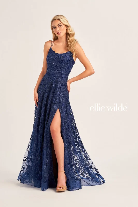 Limited Time Discount Ellie Wilde EW35222 Long Formal Glitter Slit Prom Dress