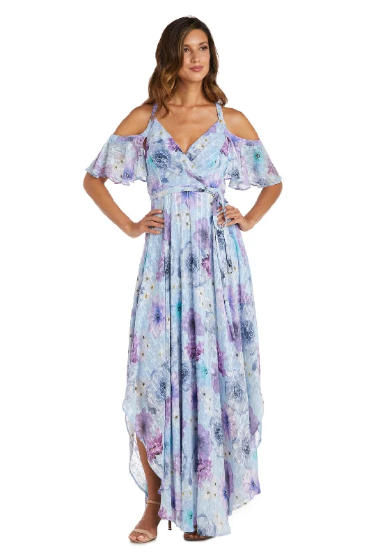 Limited Edition Nightway 22145 Long Formal High Low Floral Print Dress