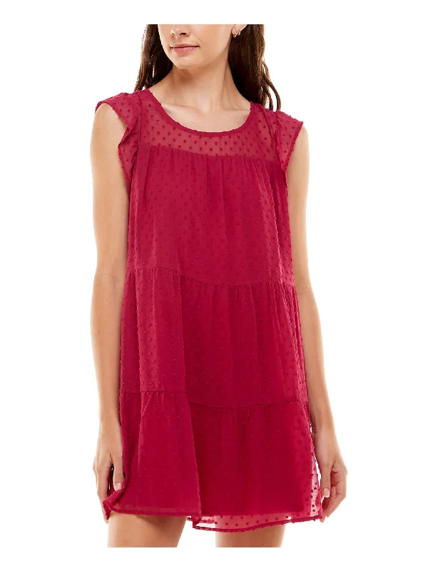 Unbeatable Prices CRYSTAL DOLLS Womens Textured Cap Sleeve Boat Neck Short A-Line Dress Unbeatable Prices CRYSTAL DOLLS Womens Textured Cap Sleeve Boat Neck Short A-Line Dress