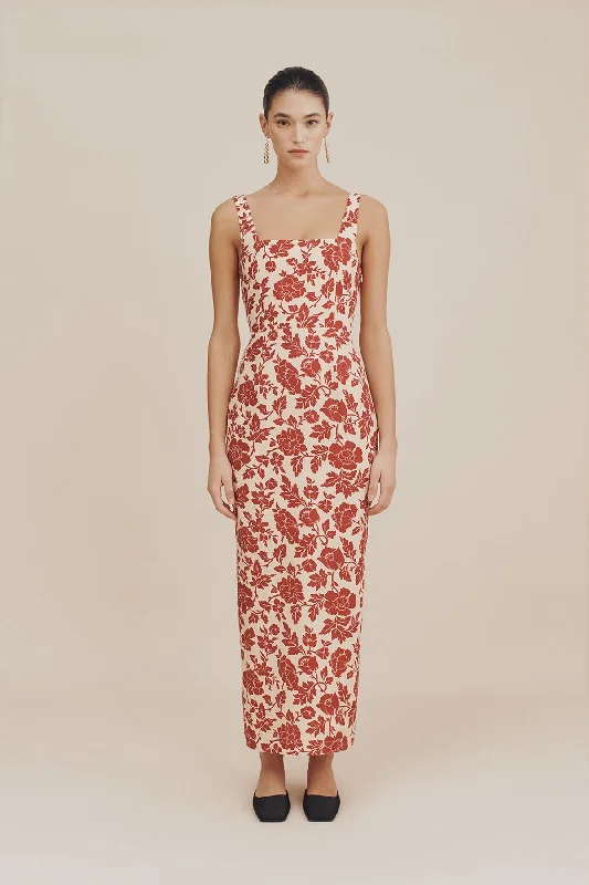 Price Blitz SKYLA COLUMN DRESS - SCARLET BLOOM