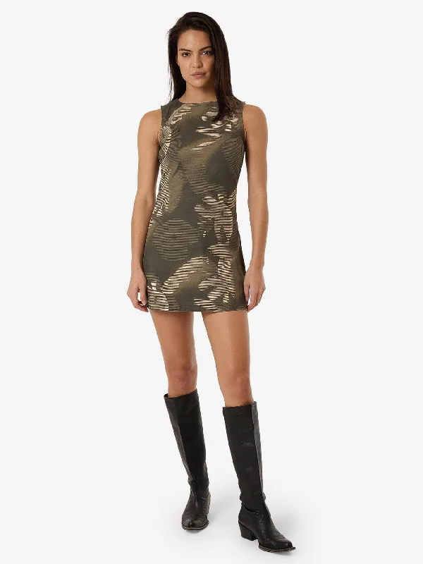 Don't Wait Flora Haze Sateen Dress - Brindle