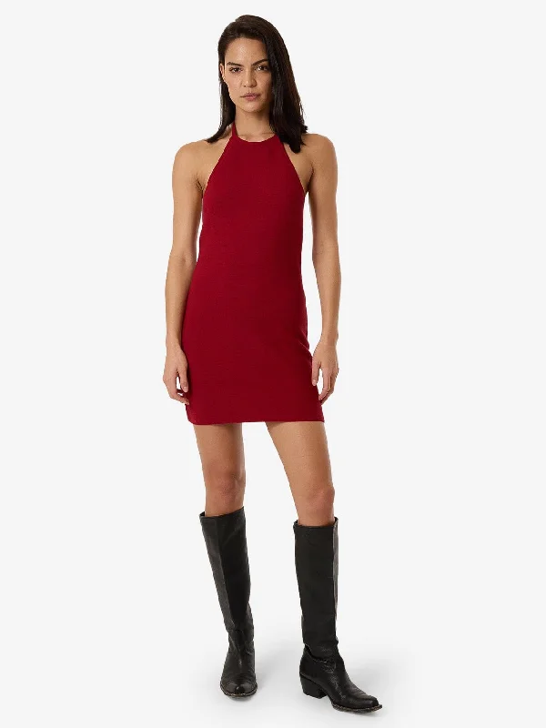 Price Smash Scarlett Knit Halter Dress - Chilli Pepper