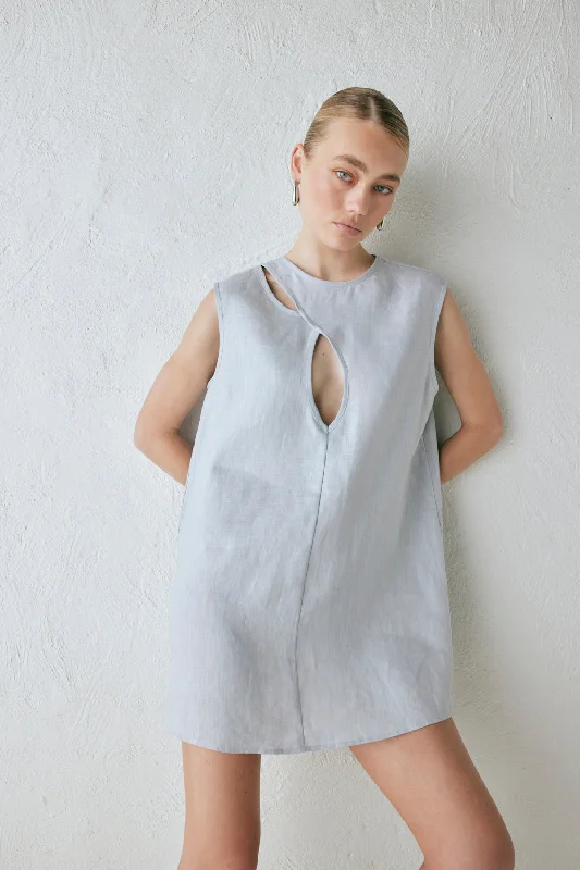 Deal of the Day Yuri Linen Mini Dress Powder