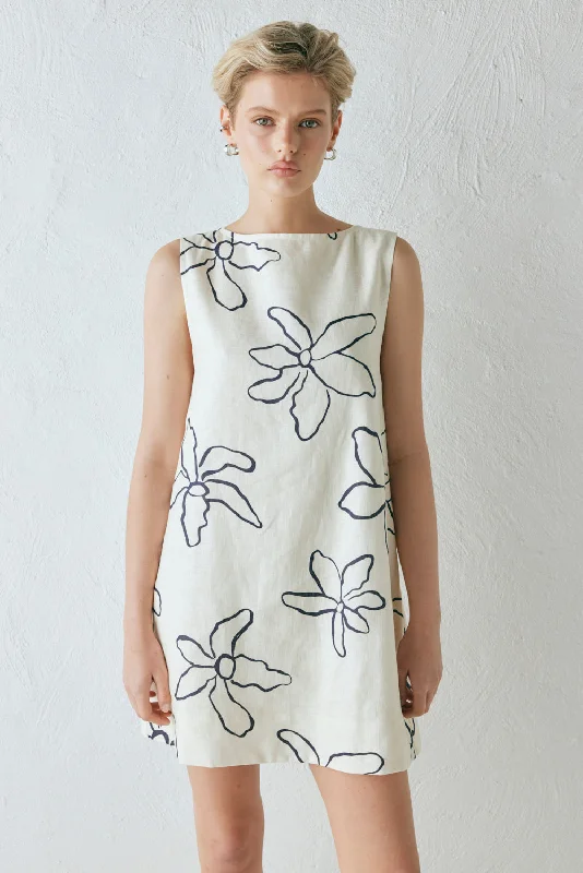 TIME-Limited Offer Aftersun Linen Mini Dress Fleur