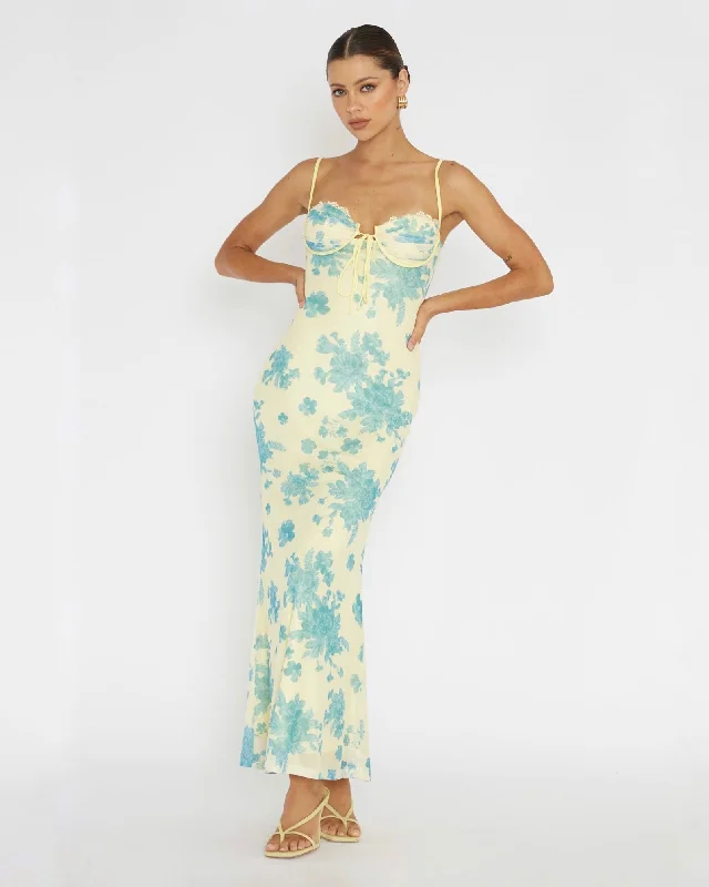 Discount Deals MAIA MAXI DRESS -YELLOW/BLUE FLORAL