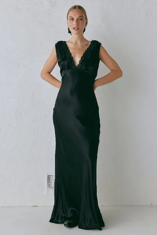 Super Sale Tully Satin Maxi Dress Black