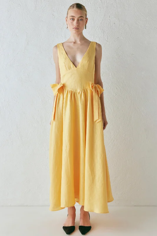 New Markdowns Daphne Linen Midi Dress Sun