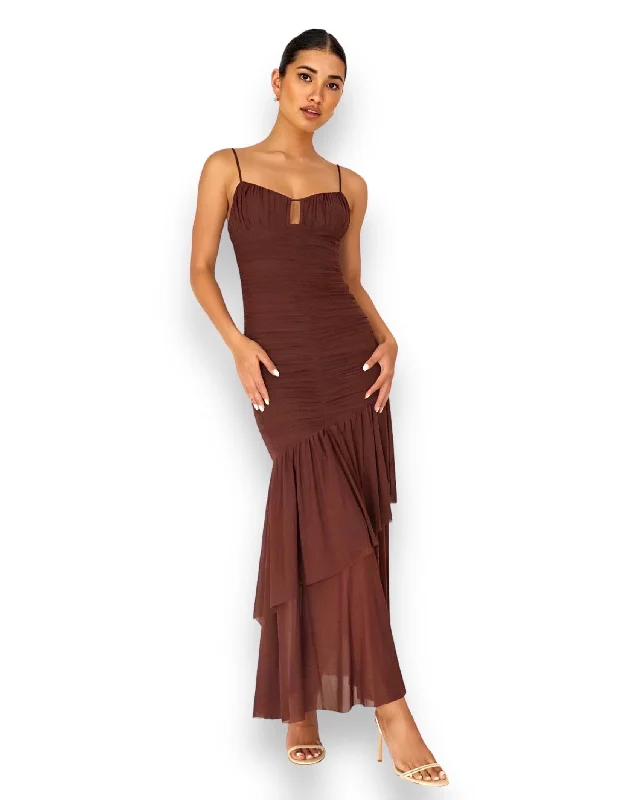 Hurry In AVELINE MAXI DRESS -CHOCOLATE