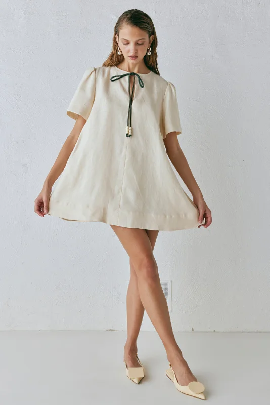 Today's Special Olsen Linen Mini Dress Cream