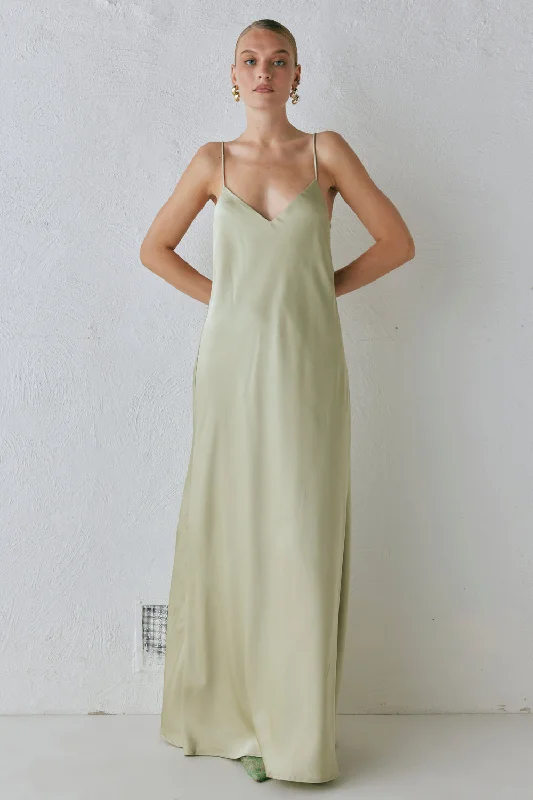 Markdowns Ida Satin Maxi Dress Sage