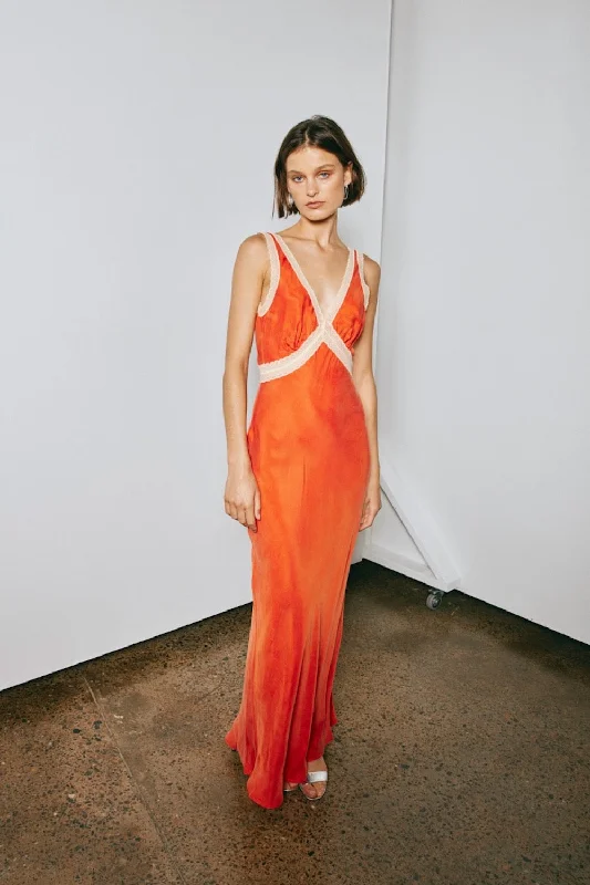 Overstock Meet Me On The Dance Floor Bias Cut Maxi Dress Orange