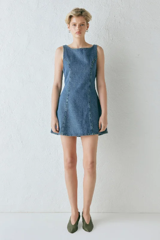 Closeout Chloe Denim Mini Dress Blue