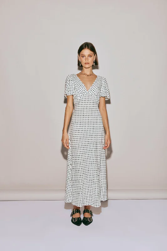 Special Discount Summer Nostalgia Bias Cut Midi Dress White