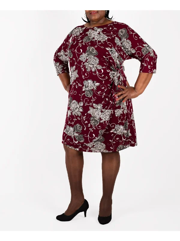 Online Specials SIGNATURE BY ROBBIE BEE Womens Floral 3/4 Sleeve Scoop Neck Knee Length Wear To Work Faux Wrap Dress Online Specials SIGNATURE BY ROBBIE BEE Womens Floral 3/4 Sleeve Scoop Neck Knee Length Wear To Work Faux Wrap Dress